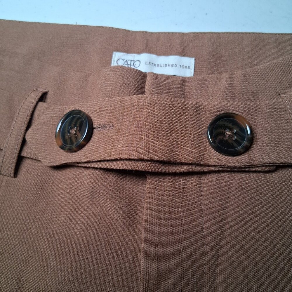 Cato Dress Pants Women Size 12 Brown Wide Leg Button Stretch Classic NEW - Picture 11 of 14